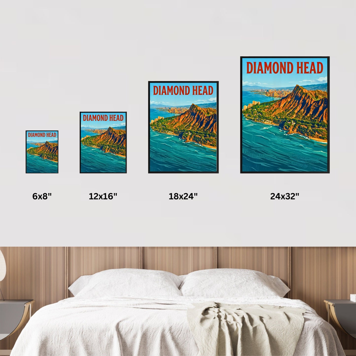 Diamond Head Vintage Travel Poster - Crater by the Sea