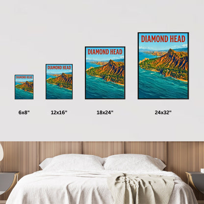 Diamond Head Vintage Travel Poster - Crater by the Sea