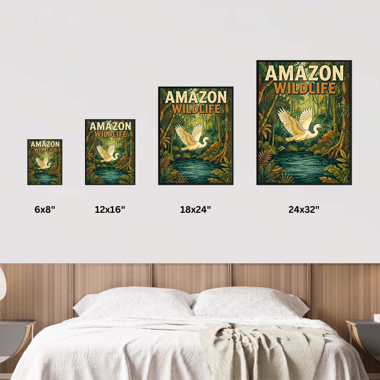 Amazon Wild River Wildlife Vintage Travel Poster