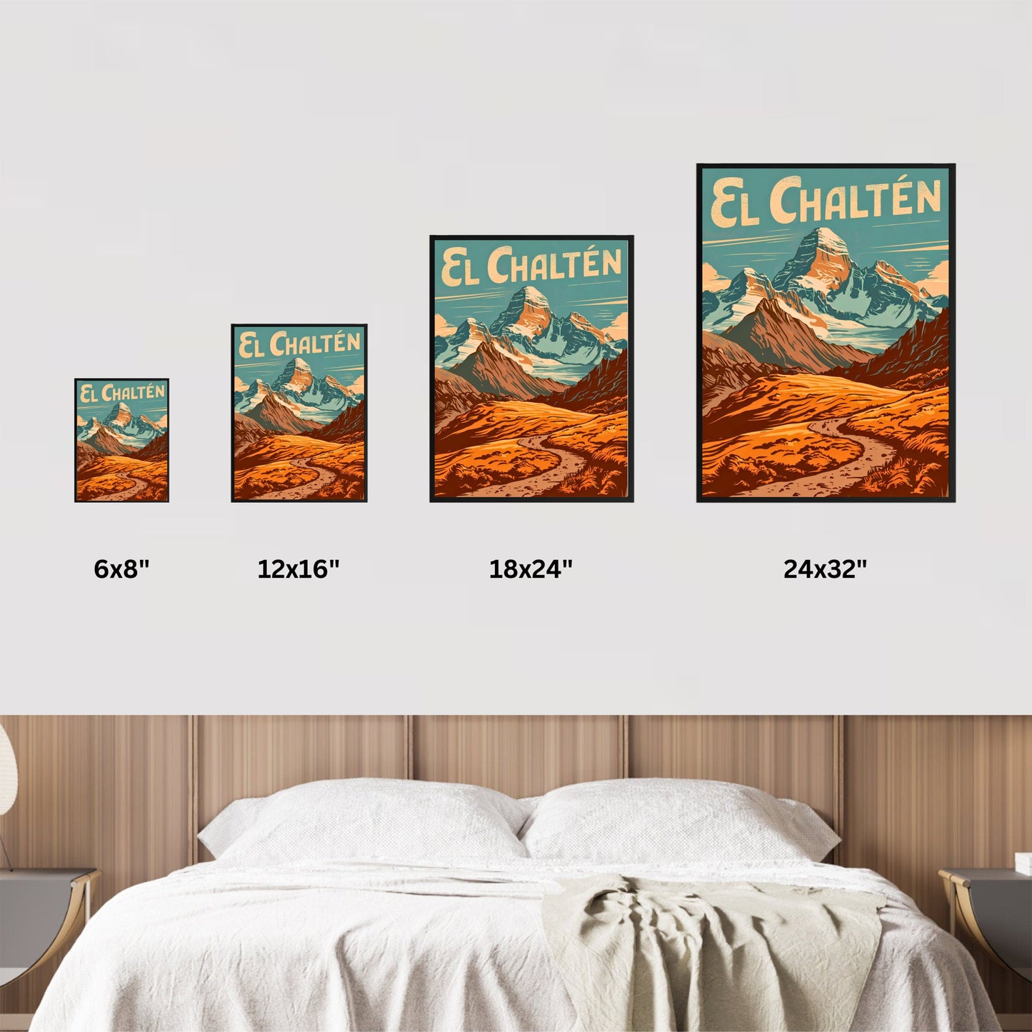 El Chaltén Travel Poster - Stunning Hiking Mountains Peak View