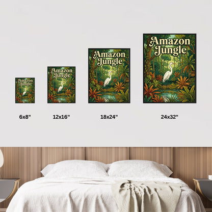 Amazon Jungle Vintage Travel Poster - Tropical Stillness