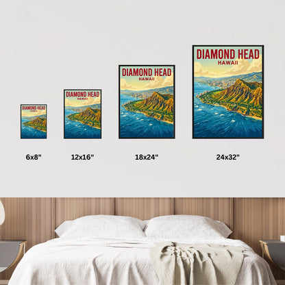 Diamond Head Vintage Travel Poster - State Monument