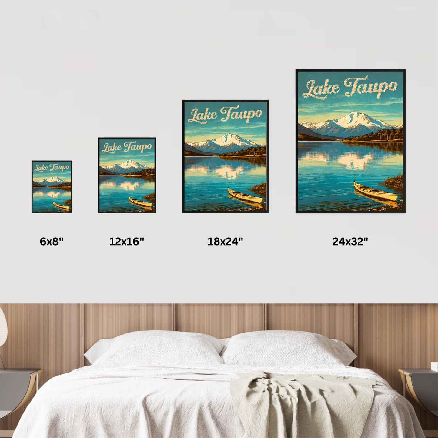 Lake Taupo Vintage Travel Poster - New Zealand Tranquil Lake