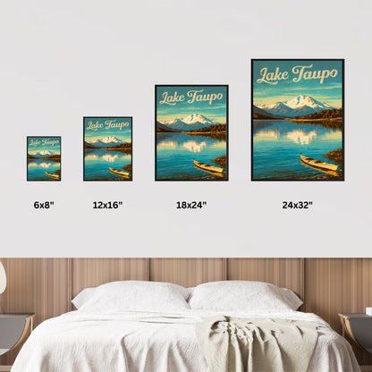 Lake Taupo Vintage Travel Poster - New Zealand Tranquil Lake