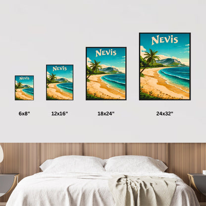 Nevis Vintage Travel Poster - Breathtaking Beach Shoreline