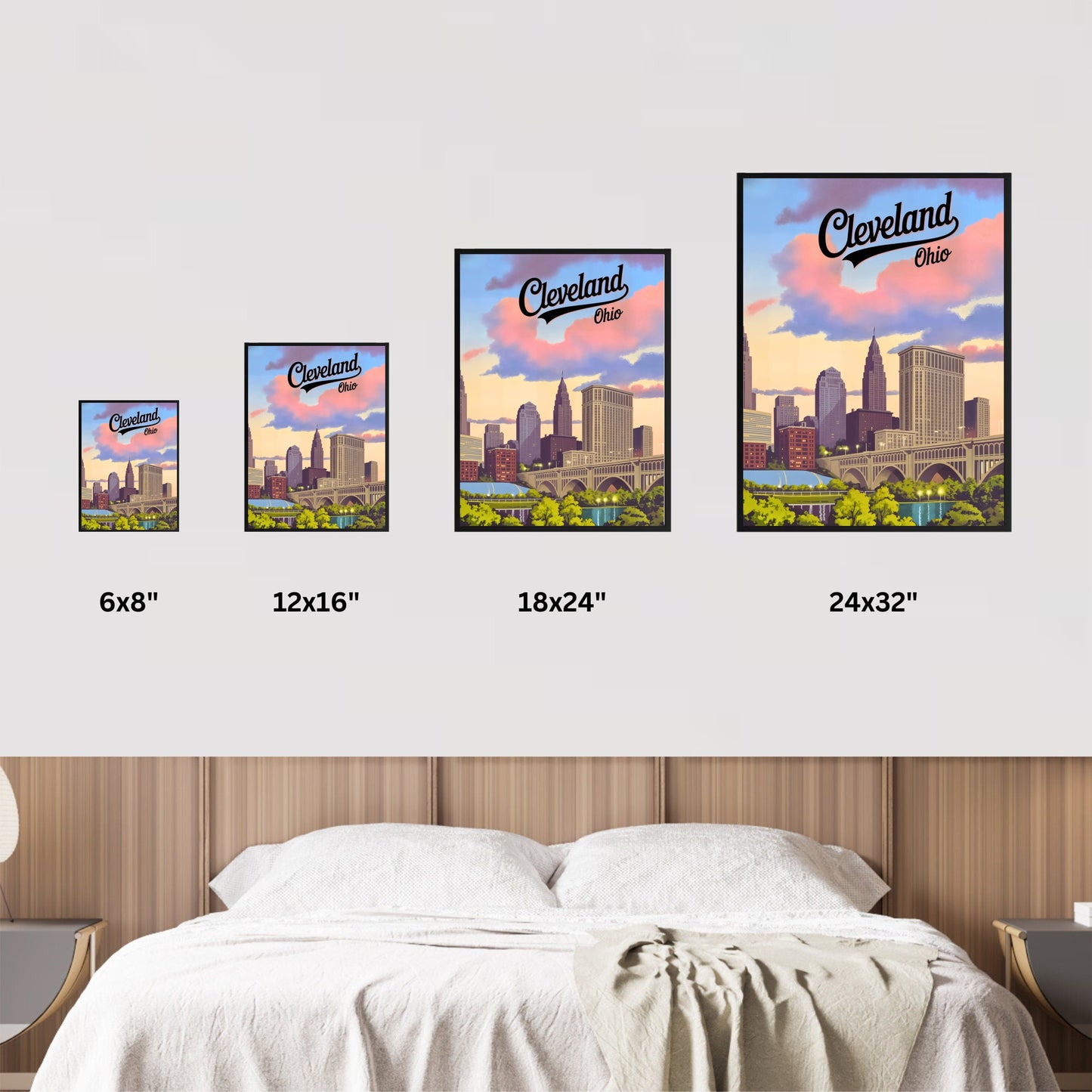 Ohio Vintage Travel Poster - Cleveland Skyscrapers