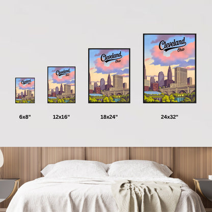 Ohio Vintage Travel Poster - Cleveland Skyscrapers