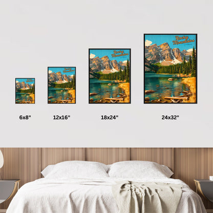 Rocky Mountains Vintage Travel Poster  - Serene Wilderness and Alpine Views