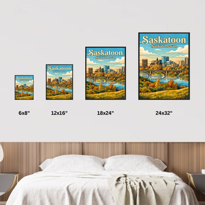 Saskatoon Vintage Travel Poster - Iconic Bridge