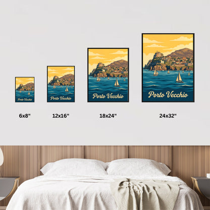 Porto Vecchio Vintage Travel Poster - Coastal Village by the Sea