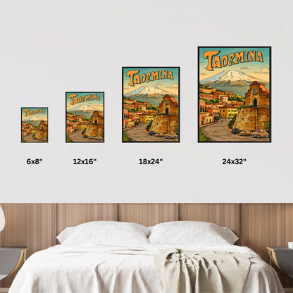Taormina Vintage Travel Poster - City Street