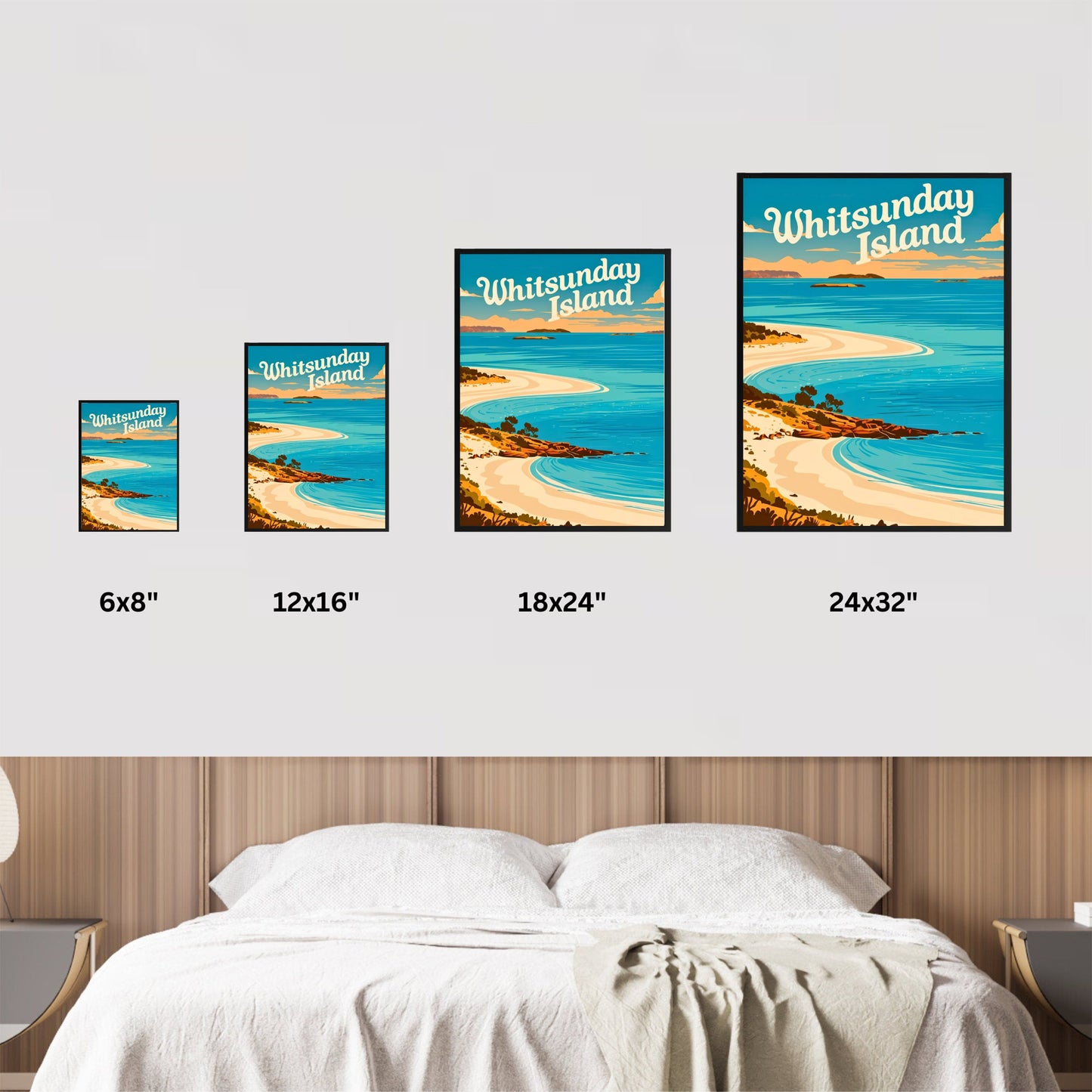 Whitsunday Islands Travel Poster - Breathtaking White Sand