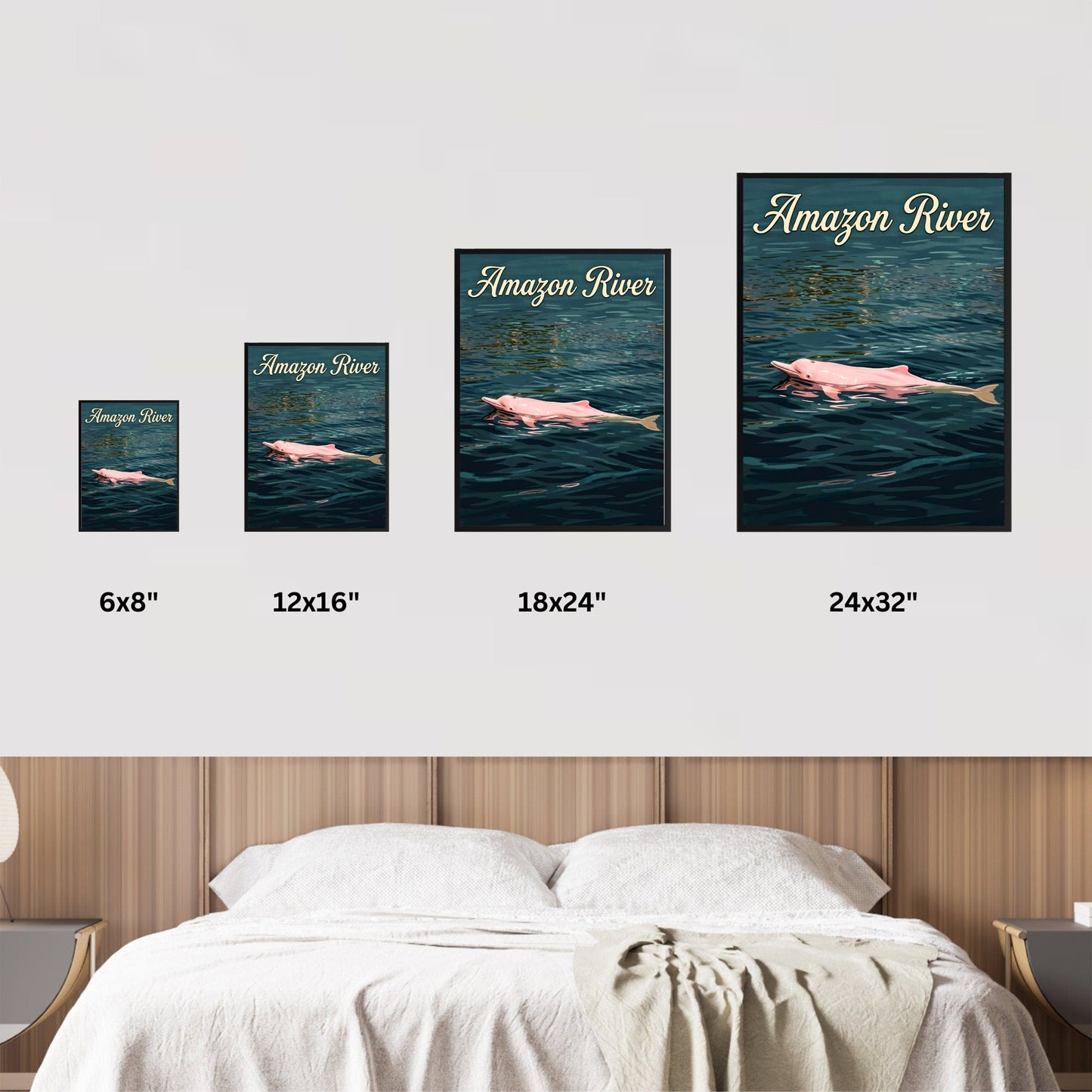 Amazon River Vintage Travel Poster - Charming Mystic Dolphin