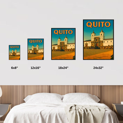 Quito Vintage Travel Poster - Quito’s Golden Hour at San Francisco