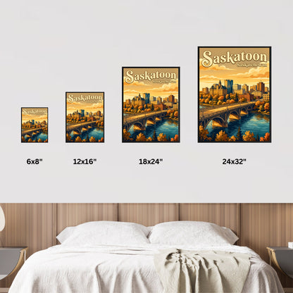 Saskatoon Vintage Travel Poster - Downtown