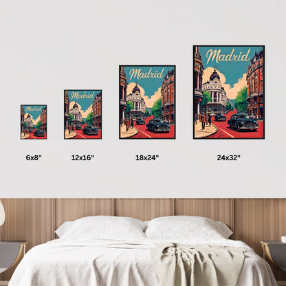 Madrid Vintage Travel Poster - Classic City Street in Spain