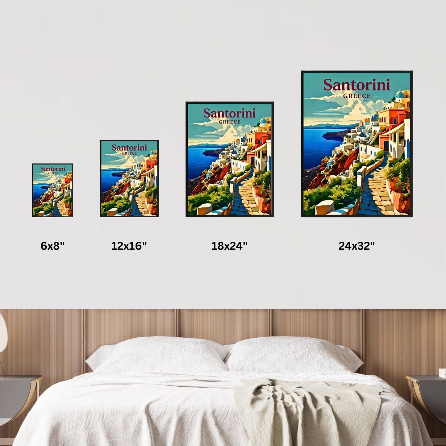 Santorini Vintage Travel Poster - Charming View