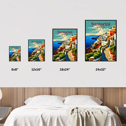 Santorini Vintage Travel Poster - Charming View