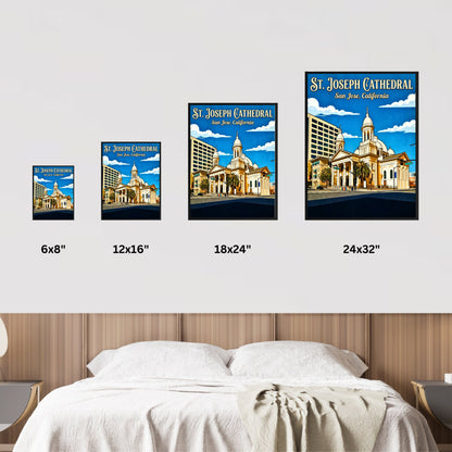 St. Joseph Cathedral Vintage Travel Poster -  Beneath the Blue Sky