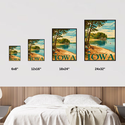 Iowa Vintage Travel Poster  - Spirit Lake Iconic View