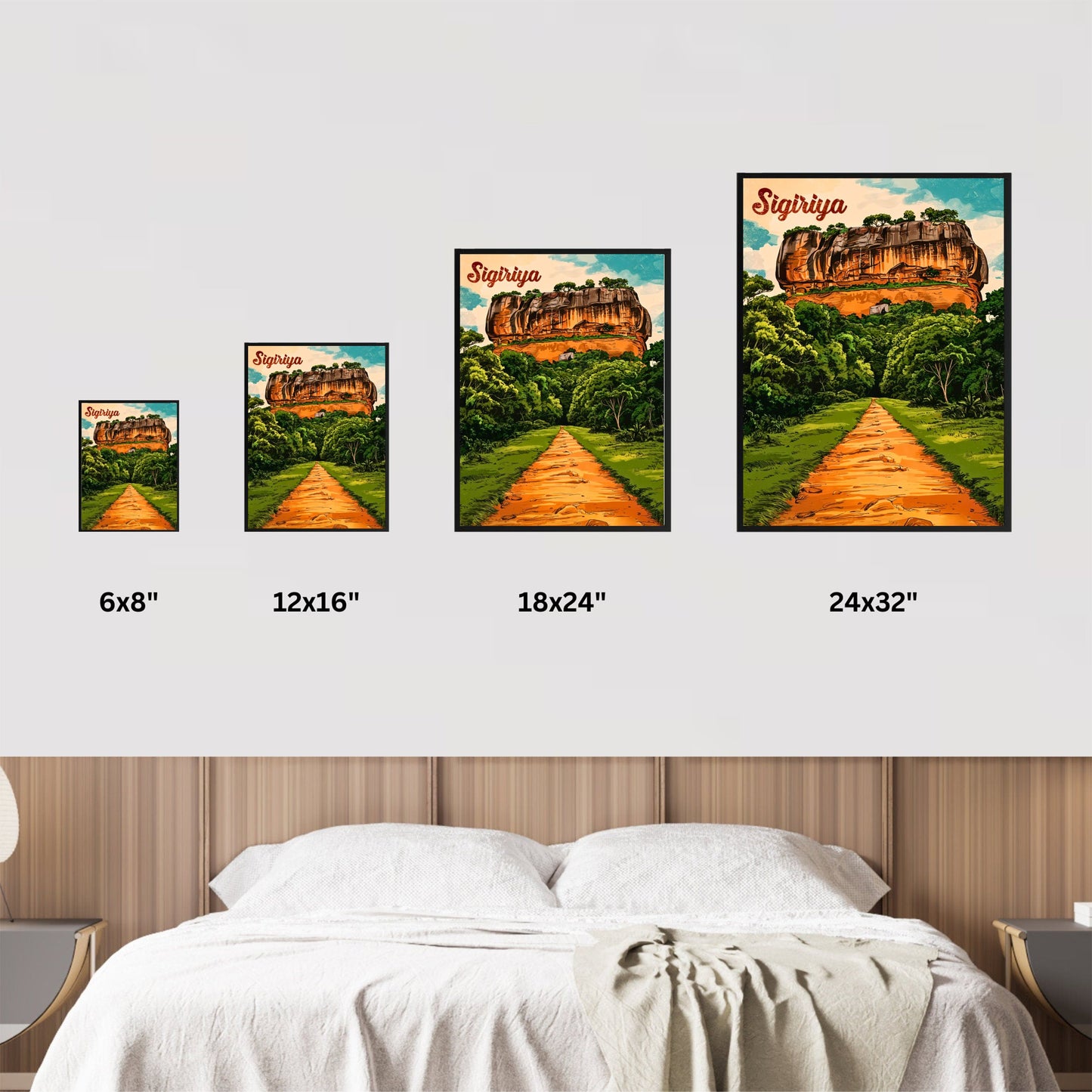 Sigiriya Vintage Travel Poster - The Lion Rock Fortress of Sri Lanka