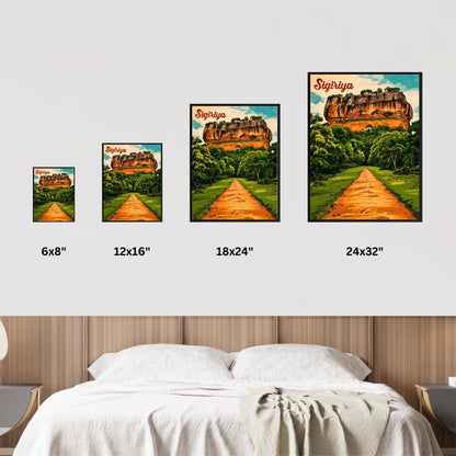 Sigiriya Vintage Travel Poster - The Lion Rock Fortress of Sri Lanka