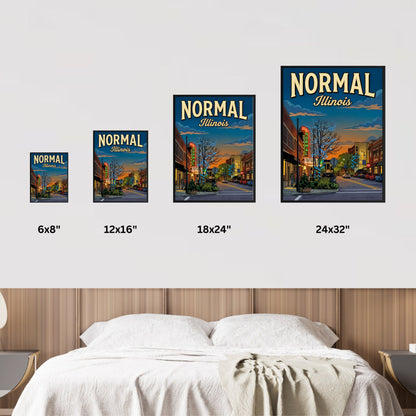 Normal, Illinois Vintage Travel Poster - Uptown Lights