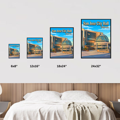 San Jose City Hall Vintage Travel Poster - California