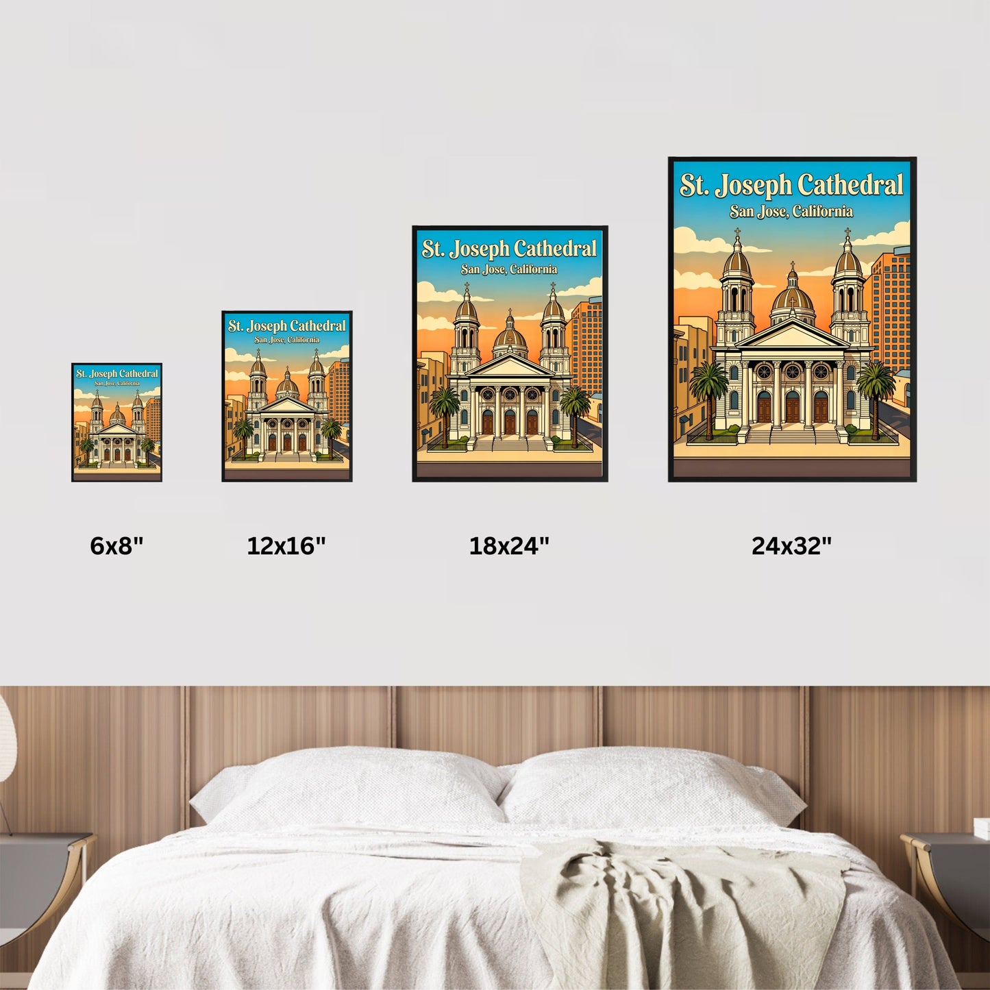 St. Joseph Cathedral Vintage Travel Poster -  San Jose Sacred Architecture