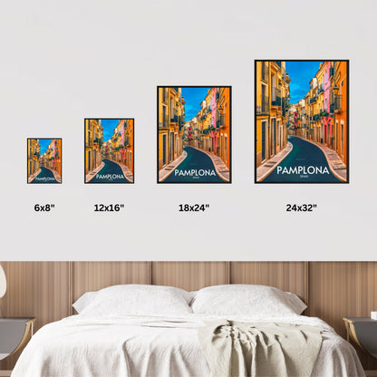 Pamplona Vintage Travel Poster - Charming Narrow Street