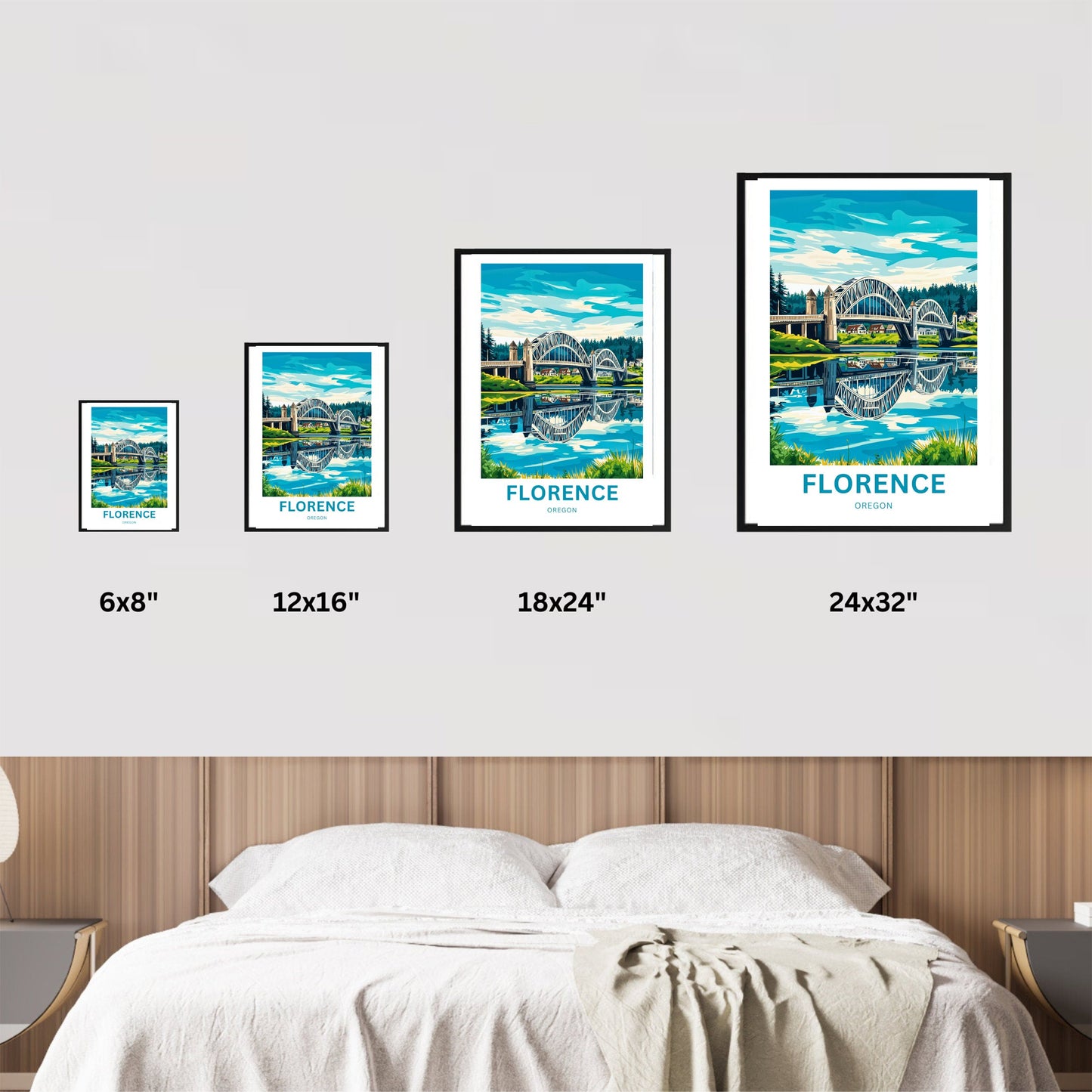 Florence Oregon Travel Poster - Iconic River Bridge