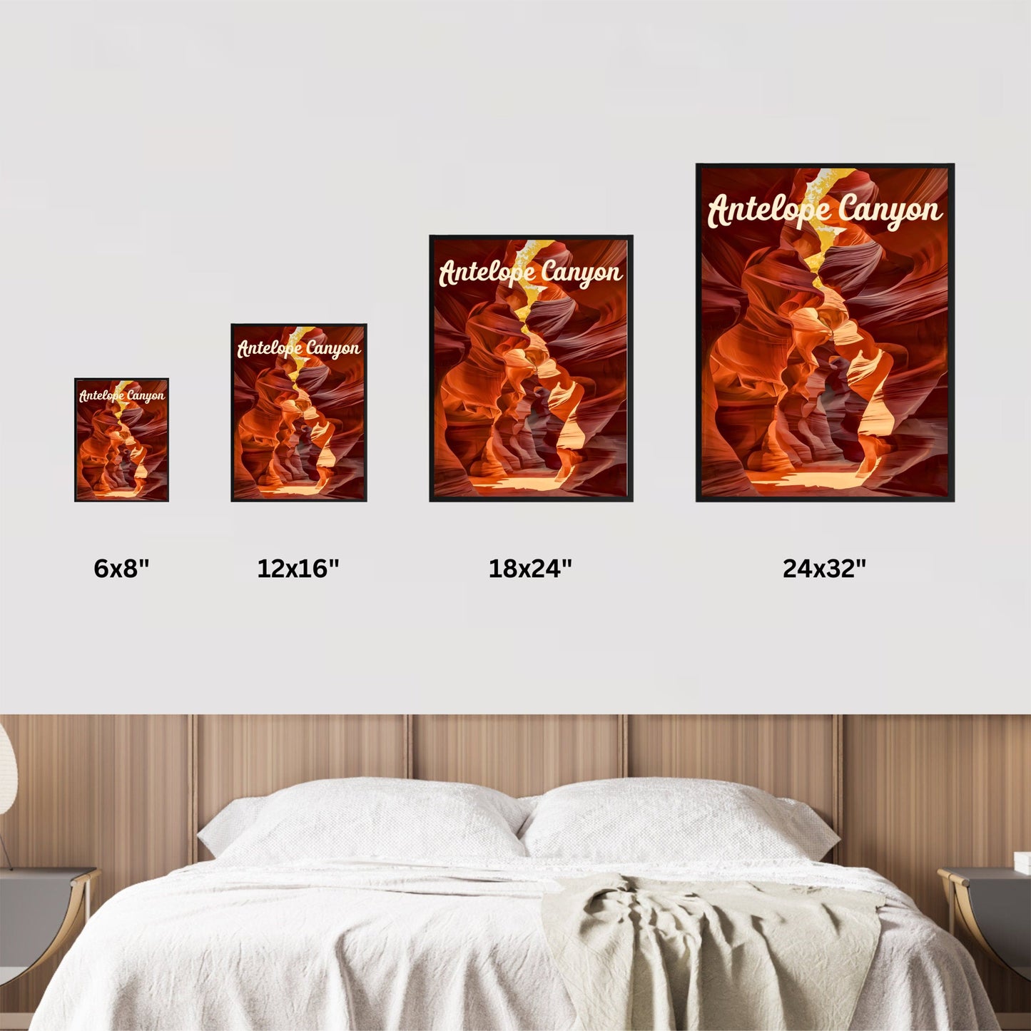 Antelope Canyon Vintage Travel Poster - Majestic Red Sandstone and Sunlight Play