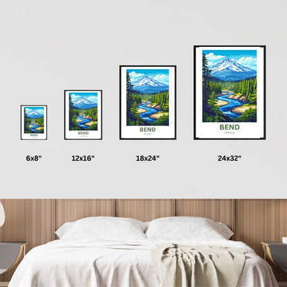 Bend Travel Poster - Oregon Stunning Mountains View