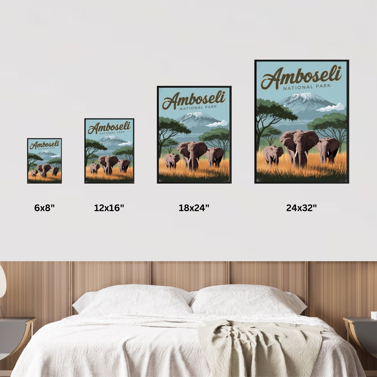 Amboseli National Park Vintage Travel Poster