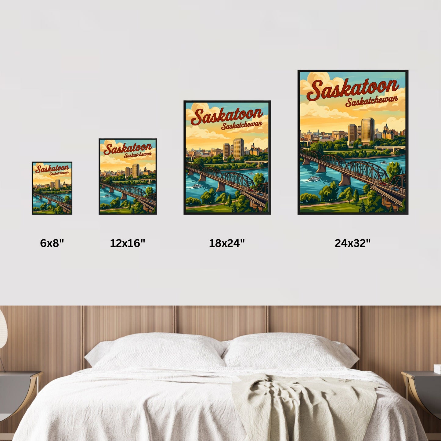 Saskatoon Vintage Travel Poster - Skyline View