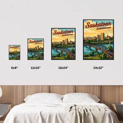 Saskatoon Vintage Travel Poster - Skyline View