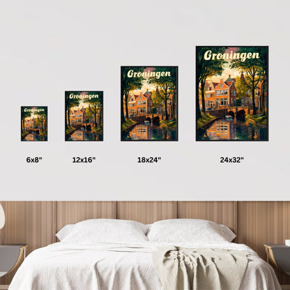 Groningen Vintage Travel Poster - Captivating Canal View