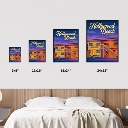 Hollywood Beach Vintage Travel Poster - Vacation at Hotel Paradise Florida