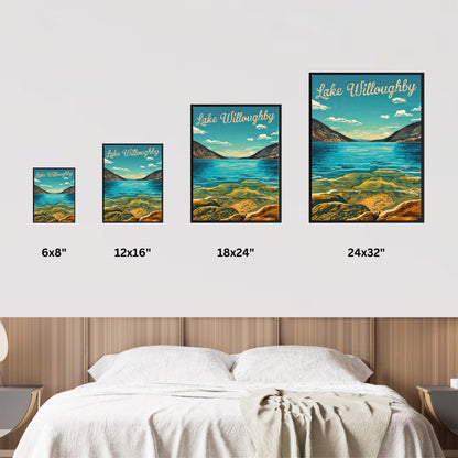Lake Willoughby Vintage Travel Poster - Tranquil Crystal Water in Vermont