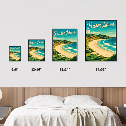 Fraser Island Vintage Travel Poster  - K'gari Island Australia