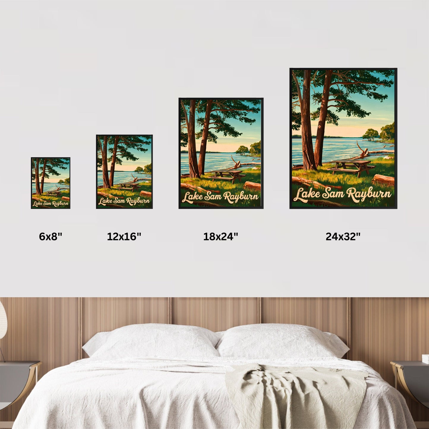 Lake Sam Rayburn Vintage Travel Poster - Calming Lake of Texas