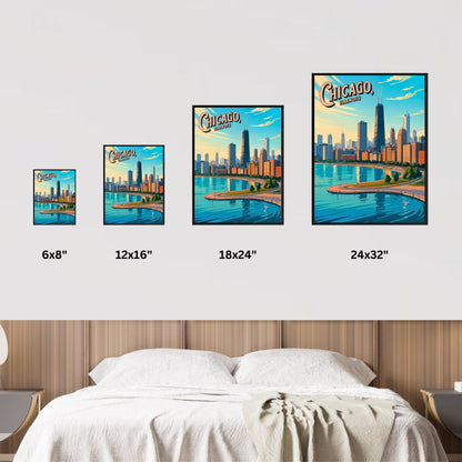 Chicago Vintage Travel Poster - Where the City Meets the Sky