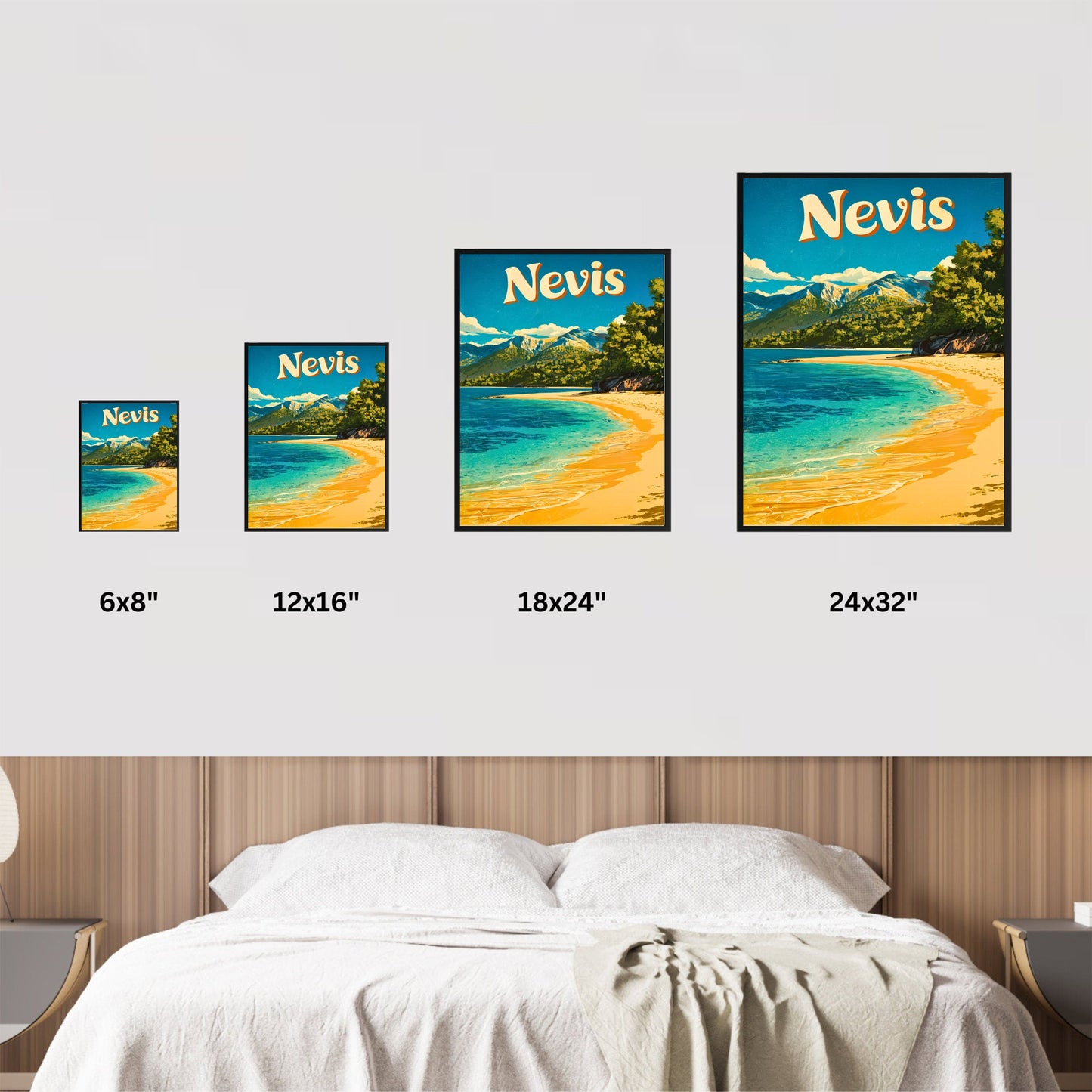 Nevis Vintage Travel Poster - Serene Beach Scene View