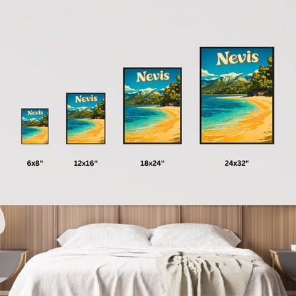 Nevis Vintage Travel Poster - Serene Beach Scene View