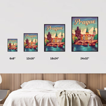 Prague Vintage Travel Poster - The City of a Hundred Spires