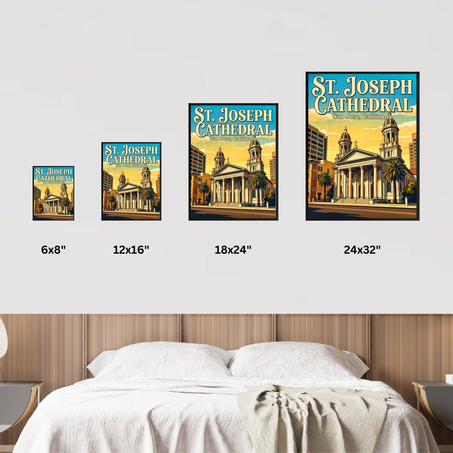 St. Joseph Cathedral Vintage Travel Poster -  A California Cathedral Classic