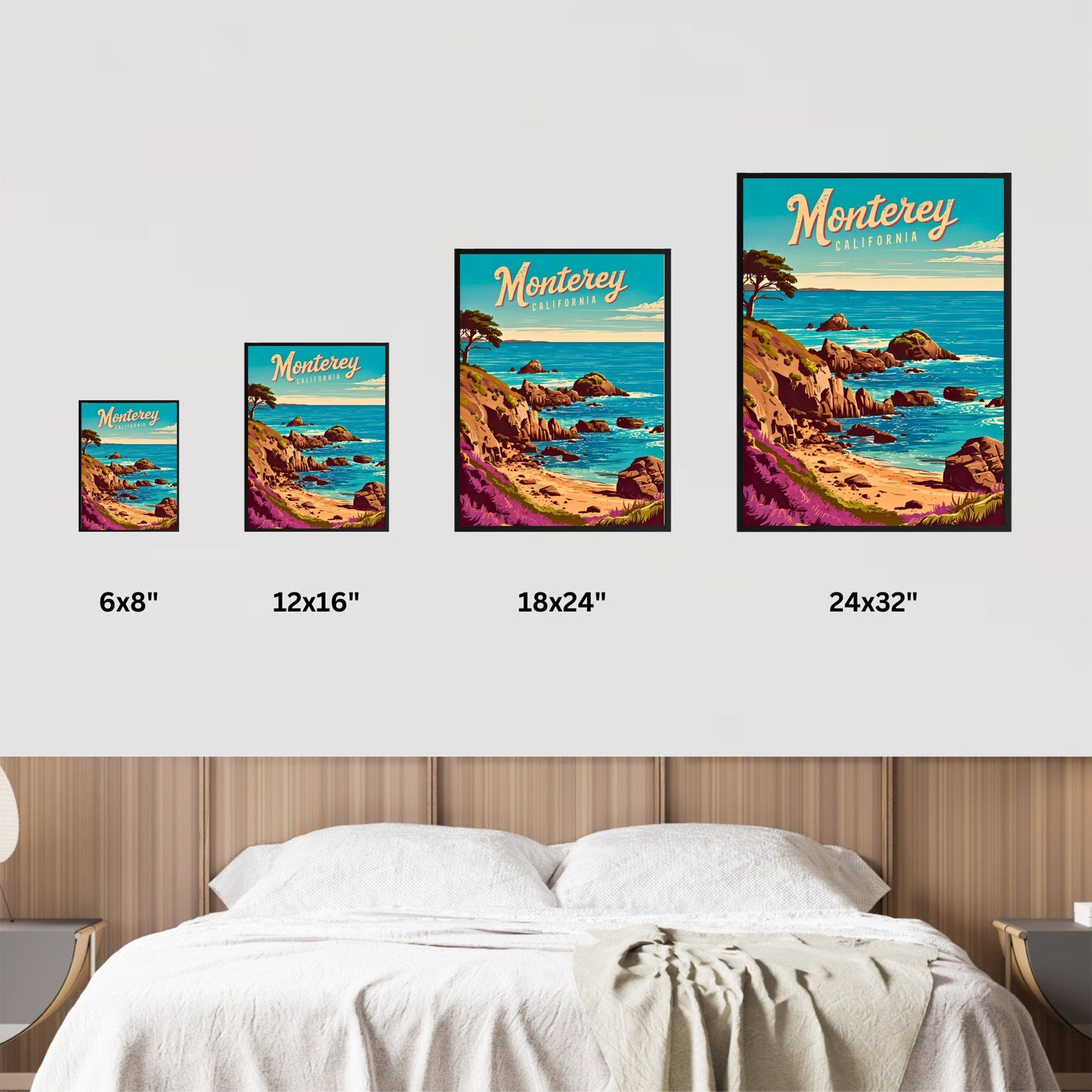 Monterey Vintage Travel Poster - California Relaxing Coastal Getaway