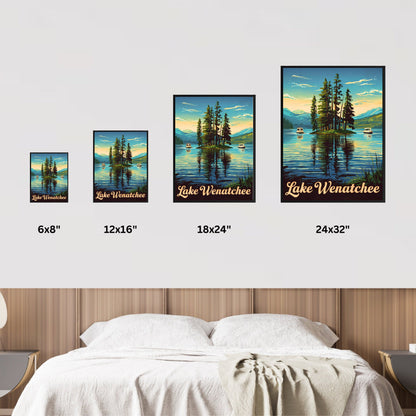 Lake Wenatchee Vintage Travel Poster  - Travel along the beautiful Serene Lake in Washington