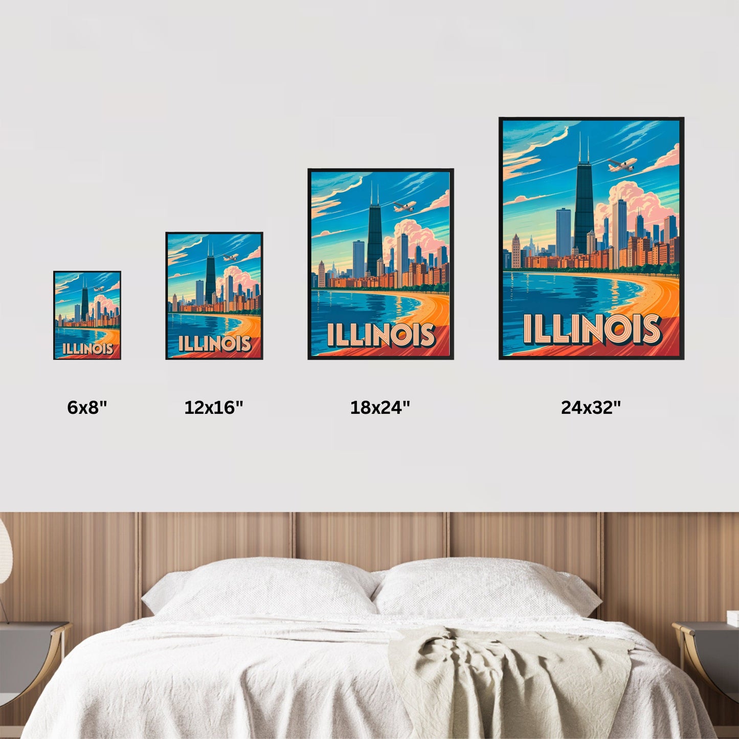 Illinois Chicago Vintage Travel Poster