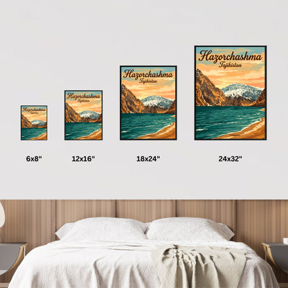 Hazorchashma Vintage Travel Poster -  Mountain Waters of Tajikistan